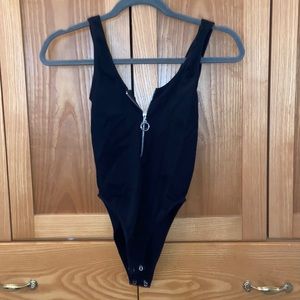 Black zip up body suit